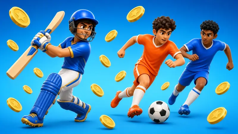 A cricket batter and two footballers