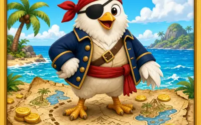 Chicken Pirate cartoon chicken in a red bandana