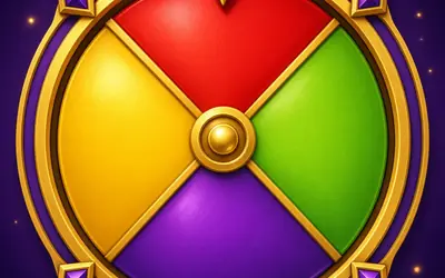 Color Prediction wheel with red, green, violet and yellow wedges