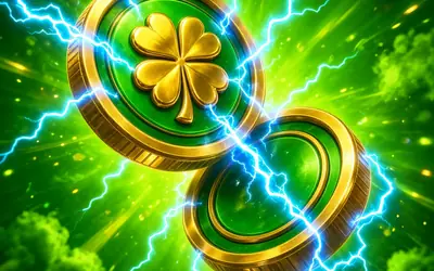 Energy Coins green coins and blue lightning
