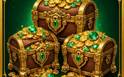 Fortune Chests wooden boxes spilling gold coins
