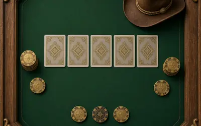 Texas Hold'em table with a cowboy hat and chips