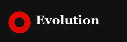 Evolution wordmark with a red ring