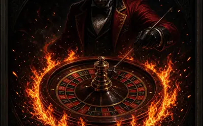 Mega Fire Blaze roulette wheel ringed with flames
