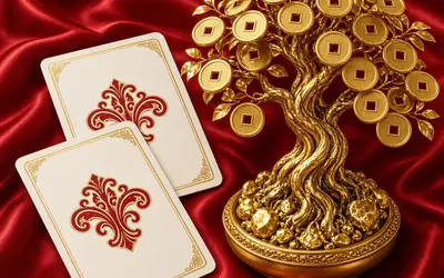 Prosperity Tree Baccarat gold tree and two cards