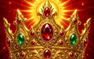 Shining Crown gold crown with ruby and emerald gems