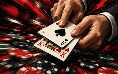 Speed Blackjack dealer snapping cards with motion