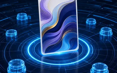Virtual Top Card standing on a blue digital table