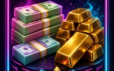 Wild Cash neon stacks of notes and gold bars