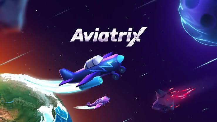 Blue Aviatrix plane flying past a planet