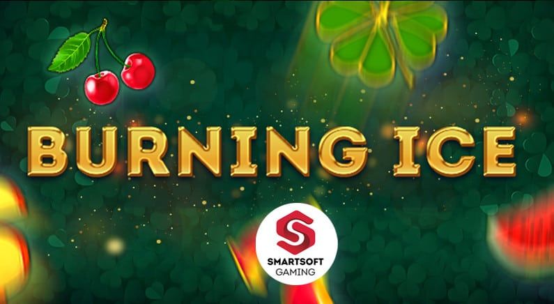Gold Burning Ice title with cherries, a clover and the SmartSoft logo