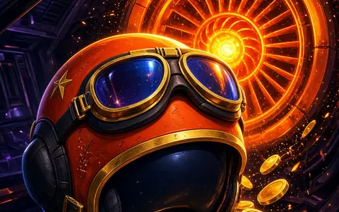 Pilot helmet and goggles in front of an orange jet intake