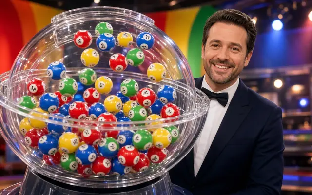 Colorful lottery balls bouncing in a glass drum