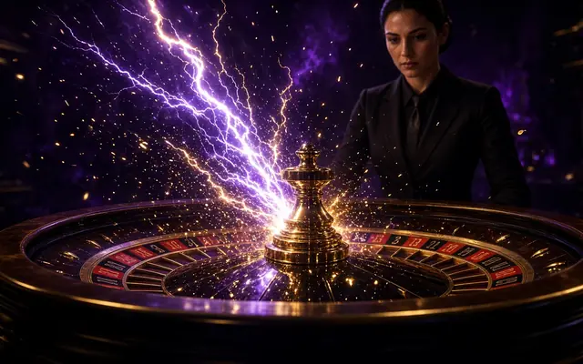 Lightning striking a live roulette wheel