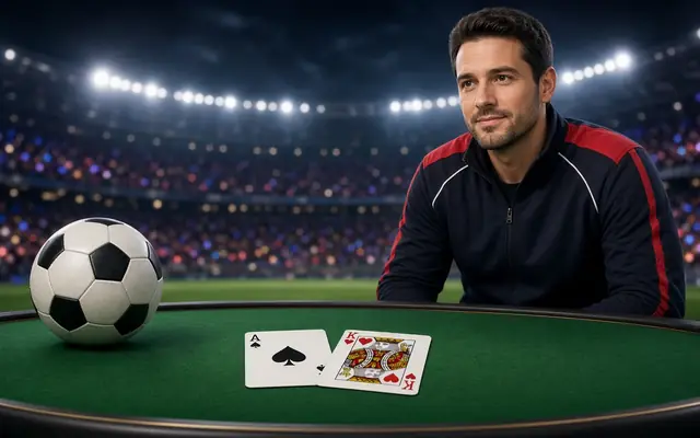 Football and cards on a live studio desk