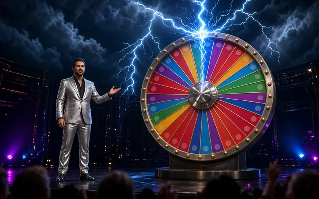Prize wheel under a lightning storm