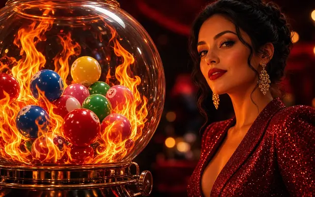 Lottery balls inside a ring of flames