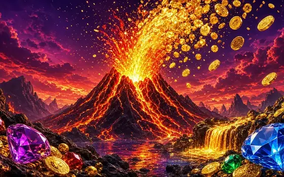 Coin Volcano erupting gold coins