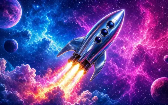Cosmo X rocket on an orange crash board