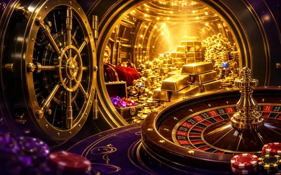 Gold Vault Roulette wheel in a gold frame