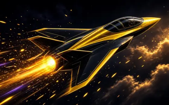 JetX yellow jet on a dark runway