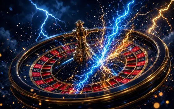 Lightning Roulette wheel with electric bolts
