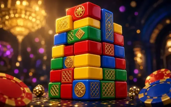 Mega Block stacked colourful bricks