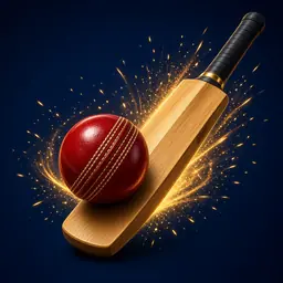 Cricket bat and a red ball