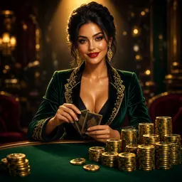 Live dealer holding cards at a casino table